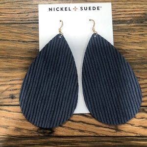 Nickel and Suede Large Baltic Row Leather Earrings NWT